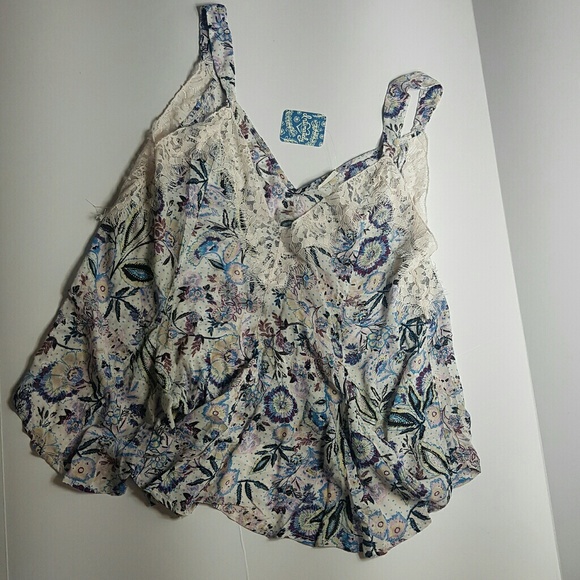 Free People Woven Lace Trim Floral Print Cami - Picture 6 of 7